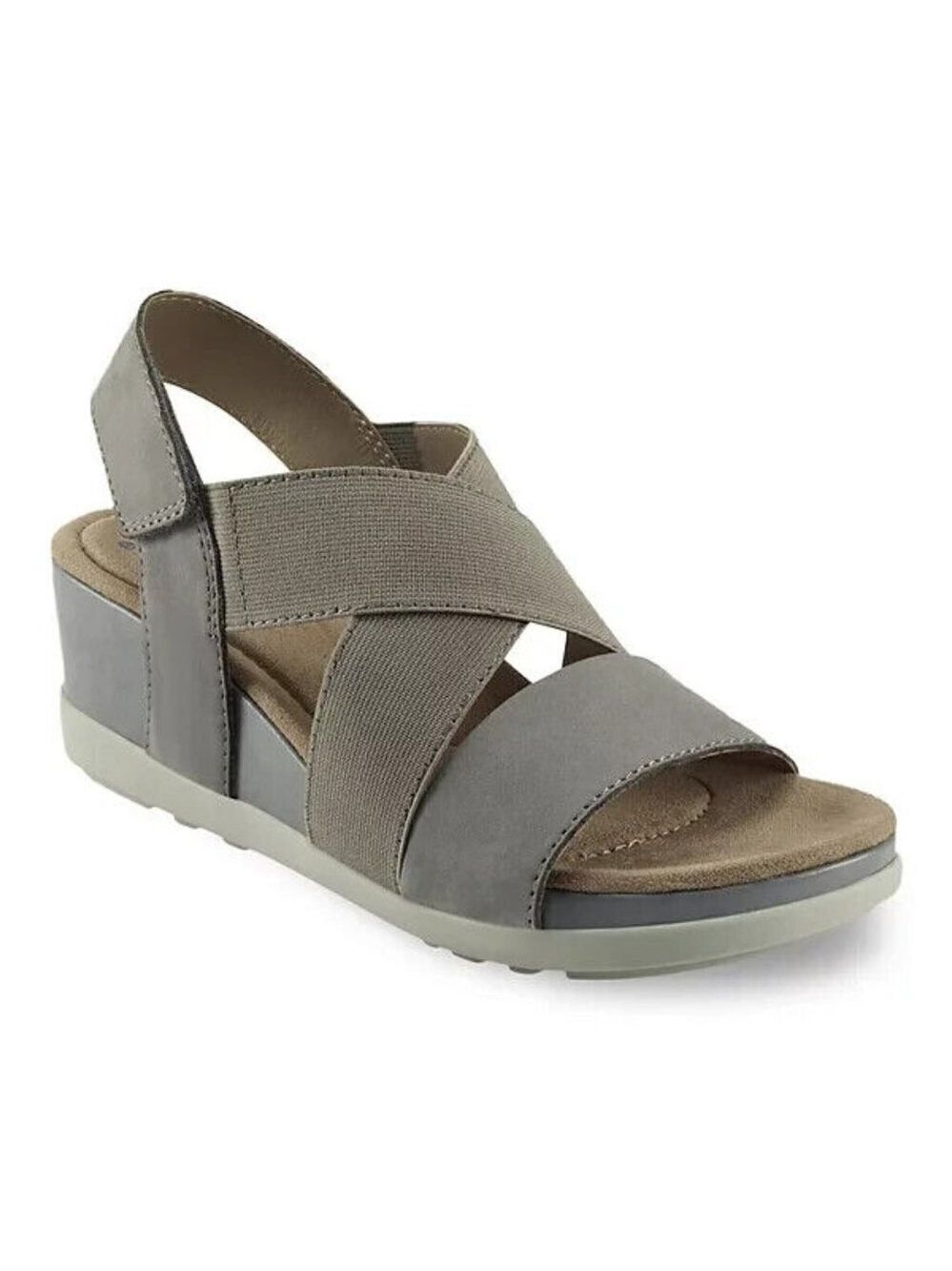 Earth Origins Women's "Careen" flexible wedge sandals sz 7 open toe leather